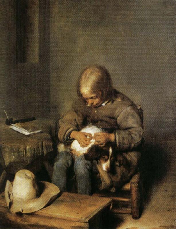 Boy Catching Fleas on His Dog, Gerard Ter Borch